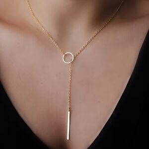 18 KT Gold Over Titanium Lariat Necklace